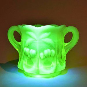 Mosser Glass Cherry and Cable Vaseline Uranium Sugar Bowl